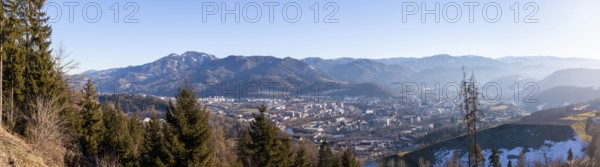 View over a landfill to the city of Leoben, panoramic view, Leoben, Styria, Austria, Europe