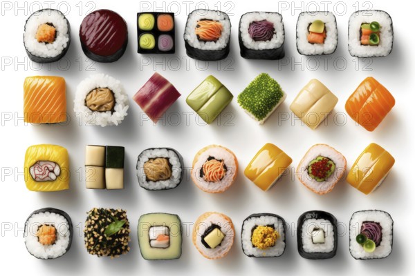 Realistic Sushi roll detailed ilustration. Japanese cuisine, traditional food.