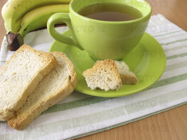 Tea with rusk and banana