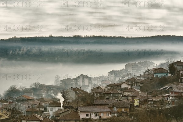 View of Part of Veliko Tarnovo in the Fog, Bulgaria Veliko Tarnovo, Bulgaria, Europe