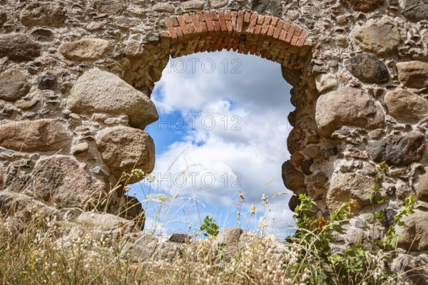 Window opening of an old stone building Limbazi, Latvia, Europe