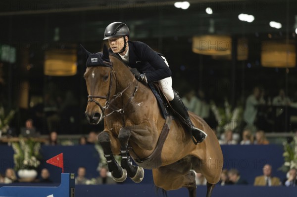 Max Kuhner of Austria competes in 1.60m FEI Jumping World Cup at Jumping Amsterdam in Amsterdam, The Netherlands, Europe