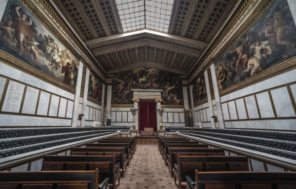 Athens Old Town, Attica, Greece, 12 28 2019 Interior of the Greek National Academy in neo classical style with ornaments, Europe