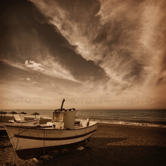 Almeria Cabo de Gata San Miguel beach boats in Spain