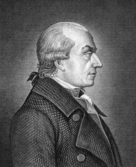 Gottlieb Konrad Pfeffel (1736-1809) on engraving from 1859. French-German writer and translator. His writings were put to music by Beethoven, Haydn and Schubert. Engraved by unknown artist and published in Meyers Konversations-Lexikon, Germany, 1859, Europe