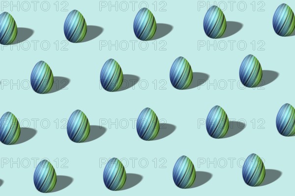 Modern Colorful Easter egg pattern made, blue and green, Minimal Easter concept
