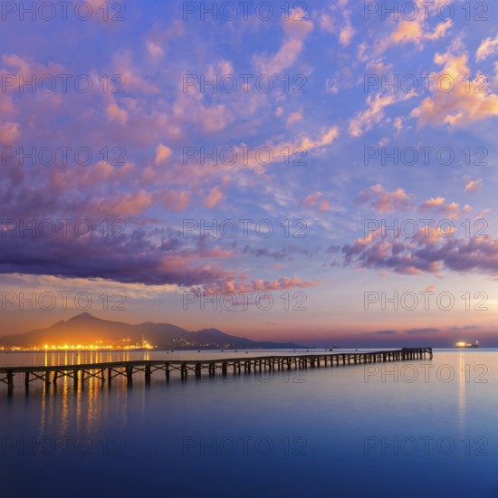 Majorca Muro beach sunrise in Alcudia Bay Mallorca at Balearic Islands of Spain