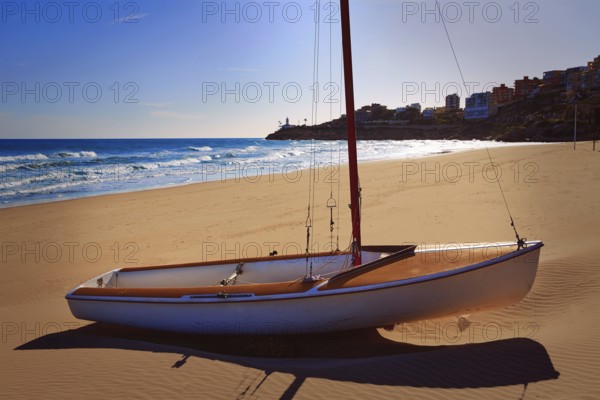 Cullera Dosel beach Mediterranean sea in Valencia of Spain