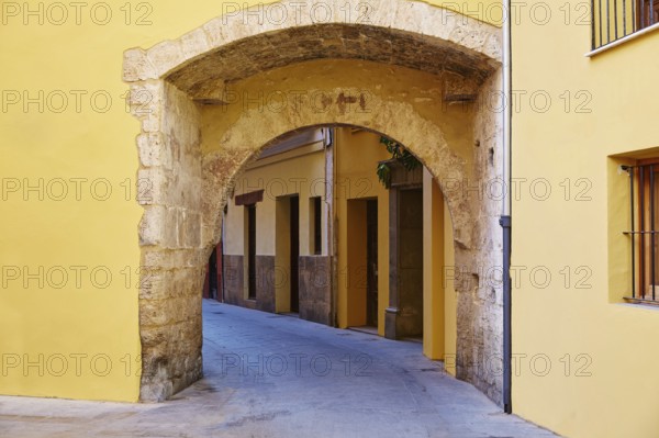 Valencia Portal de Valldigna arch in barrio del Carmen at Spain