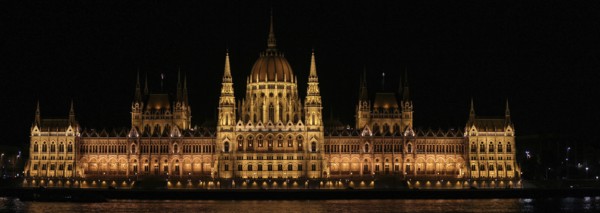 The famous Hungarian Parliament scenically illuminated at night