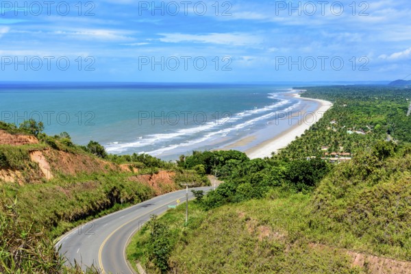 Beautiful road along the coast of the state of Bahia next to the beaches of Pe de Serra and Sargi in Serra Grande