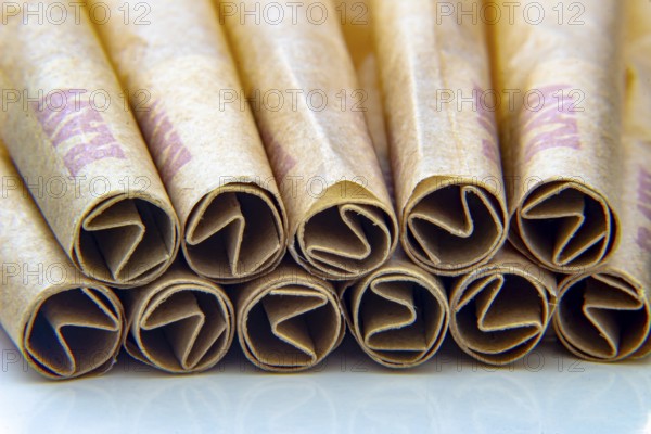 Calgary, Alberta, Canada. Sep 16, 2020. Close up to RAW Pre-rolls cannabis joints to filters Tips or Roach Papers