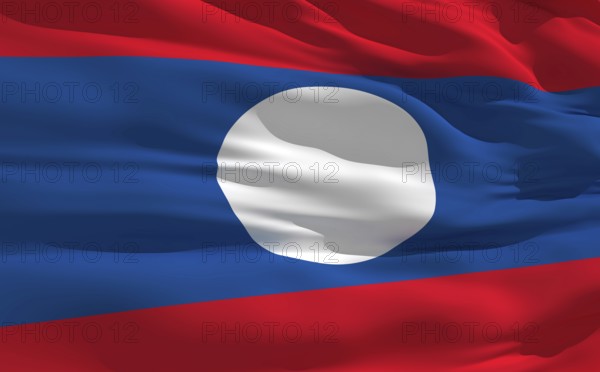Fluttering flag of Laos on the wind