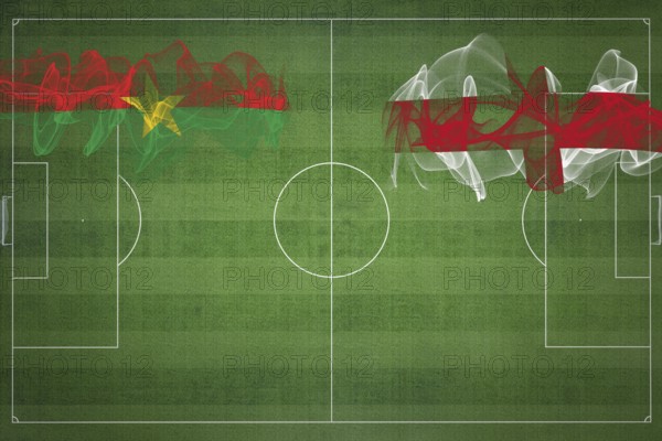 Burkina Faso vs England Soccer Match, national colors, national flags, soccer field, football game, Competition concept, Copy space