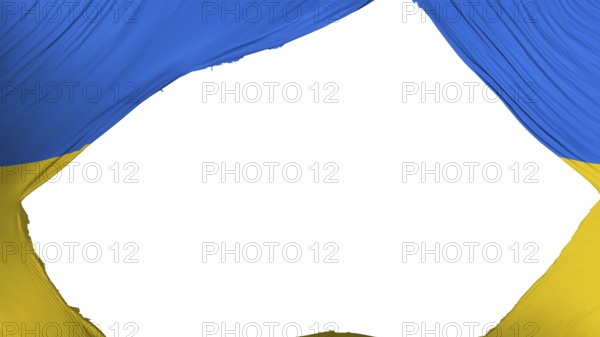 Divided Ukraine flag, white background, 3d rendering