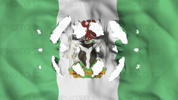 Abuja, capital of Nigeria flag with a small holes, white background, 3d rendering