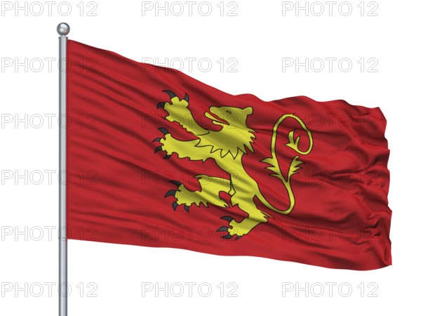 Kuala Terengganu City Flag On Flagpole, Country Malaysia, Terengganu State, Isolated On White Background