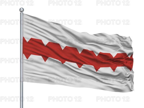 Neftekamsk City Flag On Flagpole, Country Russia, Isolated On White Background
