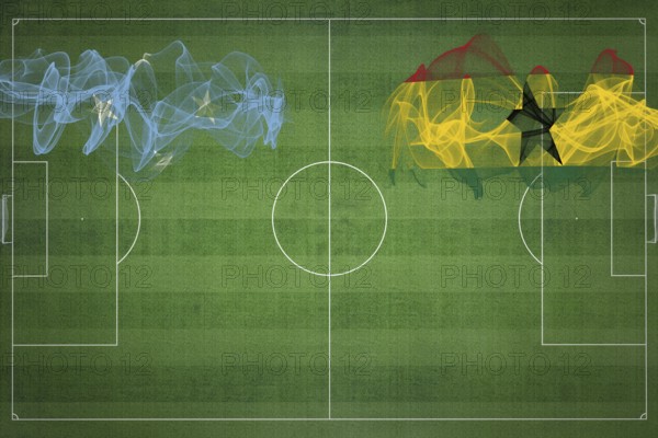 Micronesia vs Ghana Soccer Match, national colors, national flags, soccer field, football game, Competition concept, Copy space