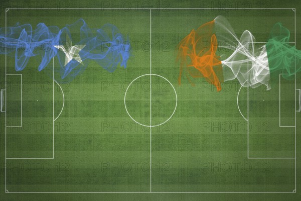 Somalia vs Ivory Coast Soccer Match, national colors, national flags, soccer field, football game, Competition concept, Copy space