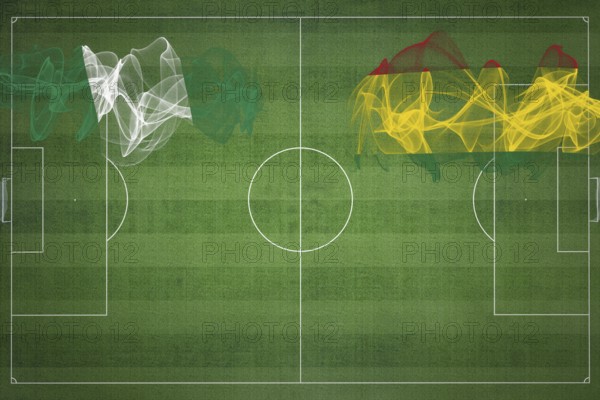 Nigeria vs Bolivia Soccer Match, national colors, national flags, soccer field, football game, Competition concept, Copy space