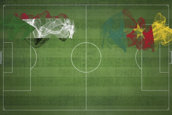 Sudan vs Cameroon Soccer Match, national colors, national flags, soccer field, football game, Competition concept, Copy space