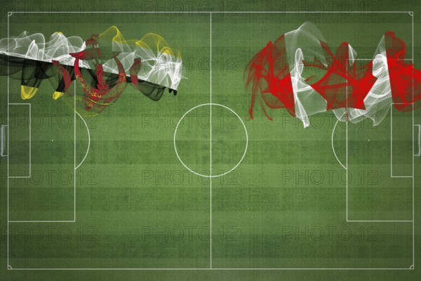 Brunei vs Canada Soccer Match, national colors, national flags, soccer field, football game, Competition concept, Copy space