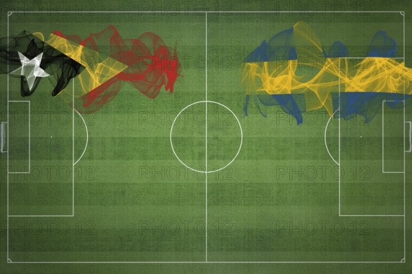 East Timor vs Sweden Soccer Match, national colors, national flags, soccer field, football game, Competition concept, Copy space
