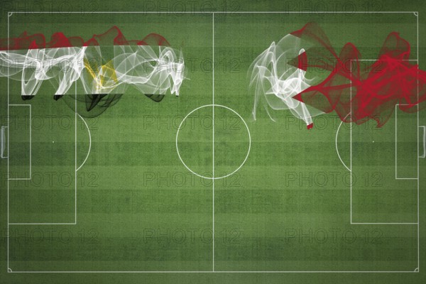 Egypt vs Bahrain Soccer Match, national colors, national flags, soccer field, football game, Competition concept, Copy space
