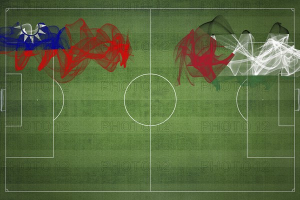 Taiwan vs Palestine Soccer Match, national colors, national flags, soccer field, football game, Competition concept, Copy space