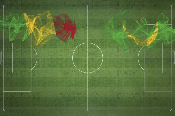 Mali vs Mauritania Soccer Match, national colors, national flags, soccer field, football game, Competition concept, Copy space