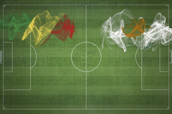 Republic of the Congo vs Cyprus Soccer Match, national colors, national flags, soccer field, football game, Competition concept, Copy space