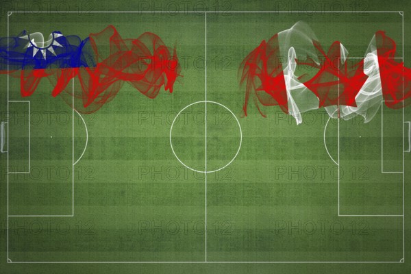 Taiwan vs Canada Soccer Match, national colors, national flags, soccer field, football game, Competition concept, Copy space