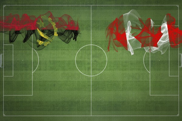 Angola vs Canada Soccer Match, national colors, national flags, soccer field, football game, Competition concept, Copy space