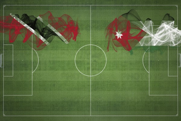 Trinidad and Tobago vs Jordan Soccer Match, national colors, national flags, soccer field, football game, Competition concept, Copy space
