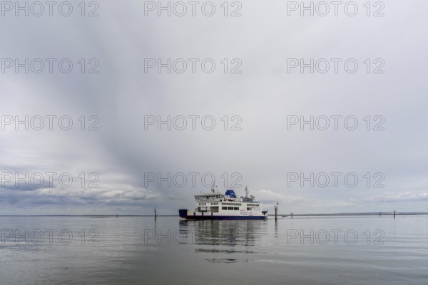 Fishbourne, Isle of Wight, England, UK, April 16, 2023: A ferry arriving in the harbour