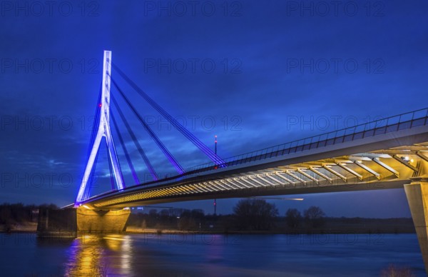 Wesel Rhine Bridge at night