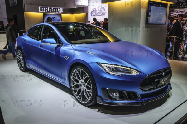 FRANKFURT - SEPT 2015: Tesla Model S Brabus presented at IAA International Motor Show on September 20, 2015 in Frankfurt, Germany, Europe
