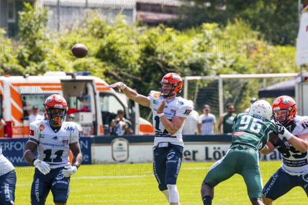 German Football League, Game: Schwäbisch Hall Unicorns, Ravensburg Razorbacks in the Optima Sportpark in Schwäbisch Hall Germany on 29. June. 2024