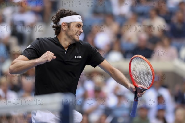 Tennis player Taylor Fritz celebrates at the US Open 2024 Championships, Billie Jean King Tennis Center, Queens, New York, USA, North America