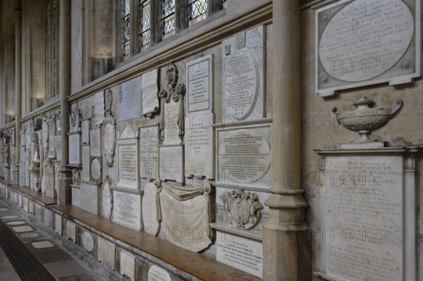 Interior view, tombstone, Bath Abbey, Bath, England, Great Britain
