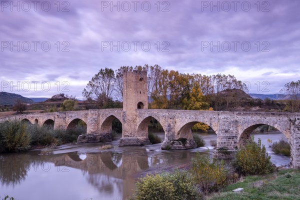 Medieval bridge of Frías, Romanesque origin, Frías, province of Burgos, region of Las Merindades, Spain, Europe