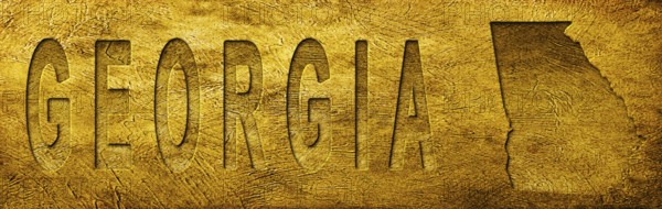 Georgia Map and Text on Grunge Gold Texture