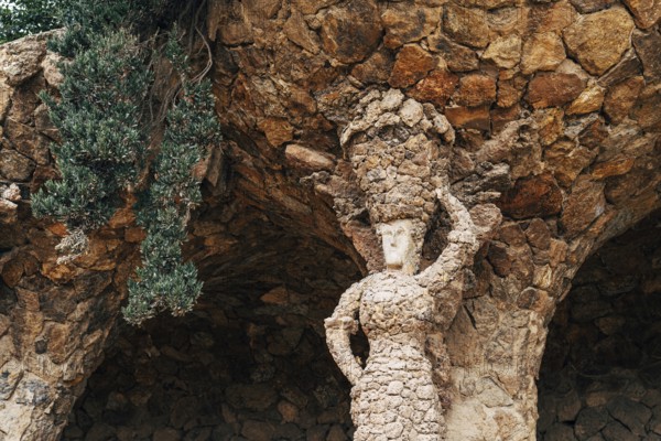 Walking alleys in the Park Guell, Barcelona, Spain.