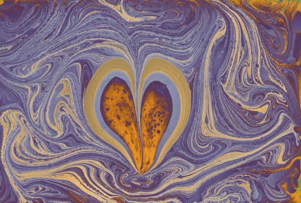 Beautiful abstract art of Ebru marbling painting techniques on water with paints