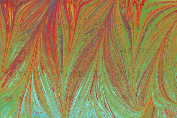 Beautiful abstract art of Ebru marbling painting techniques on water with acrylic paints