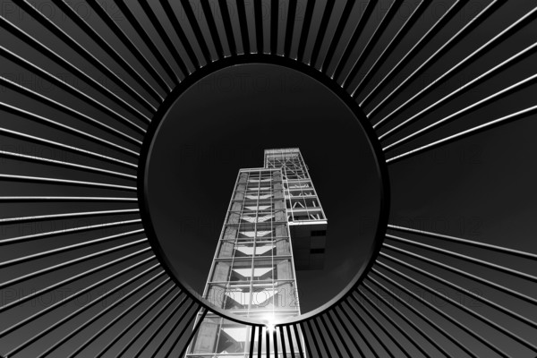Architecture, observation tower, black and white image, Montreal, Province of Quebec, Canada, North America