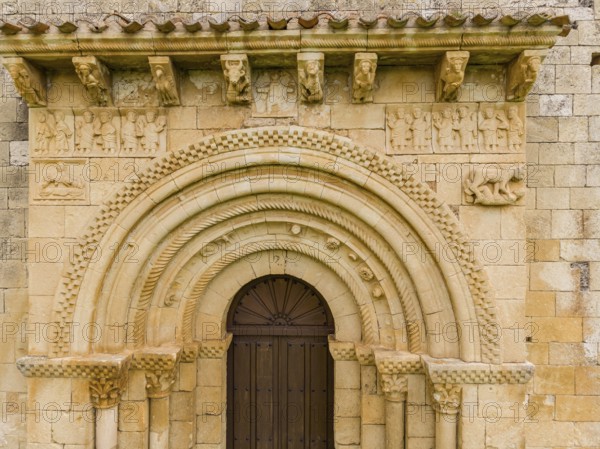 Hermitage of San Pedro de Tejada, western doorway, Romanesque hermitage, Puente-Arenas, the Merindad de Valdivielso, Burgos, Spain, Europe