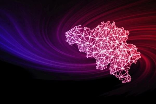 Map of Belgium, Polygonal mesh line map, modern map