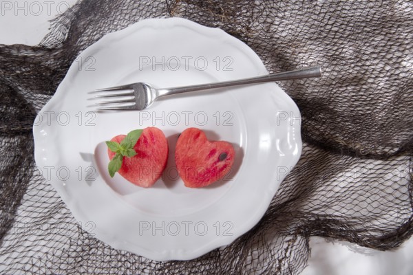 Fruits of summer Presentation of watermelon Servings a heart shape